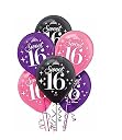 HK Balloons Celebrate Sweet 16 Birthday Balloons (Pink, Purple, Black), Pack of 30 gallery image