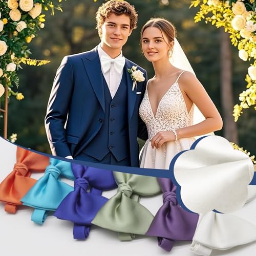 Image of Luckyvestir Oversized Bow Ties for Men, Pre Tied Clip on Men's Black Bowtie for Wedding Tuxedo Banquets Formal Wear