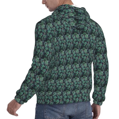 Sweat à capuche vert imprimé succulent avec poche pull de sport décontracté - 2