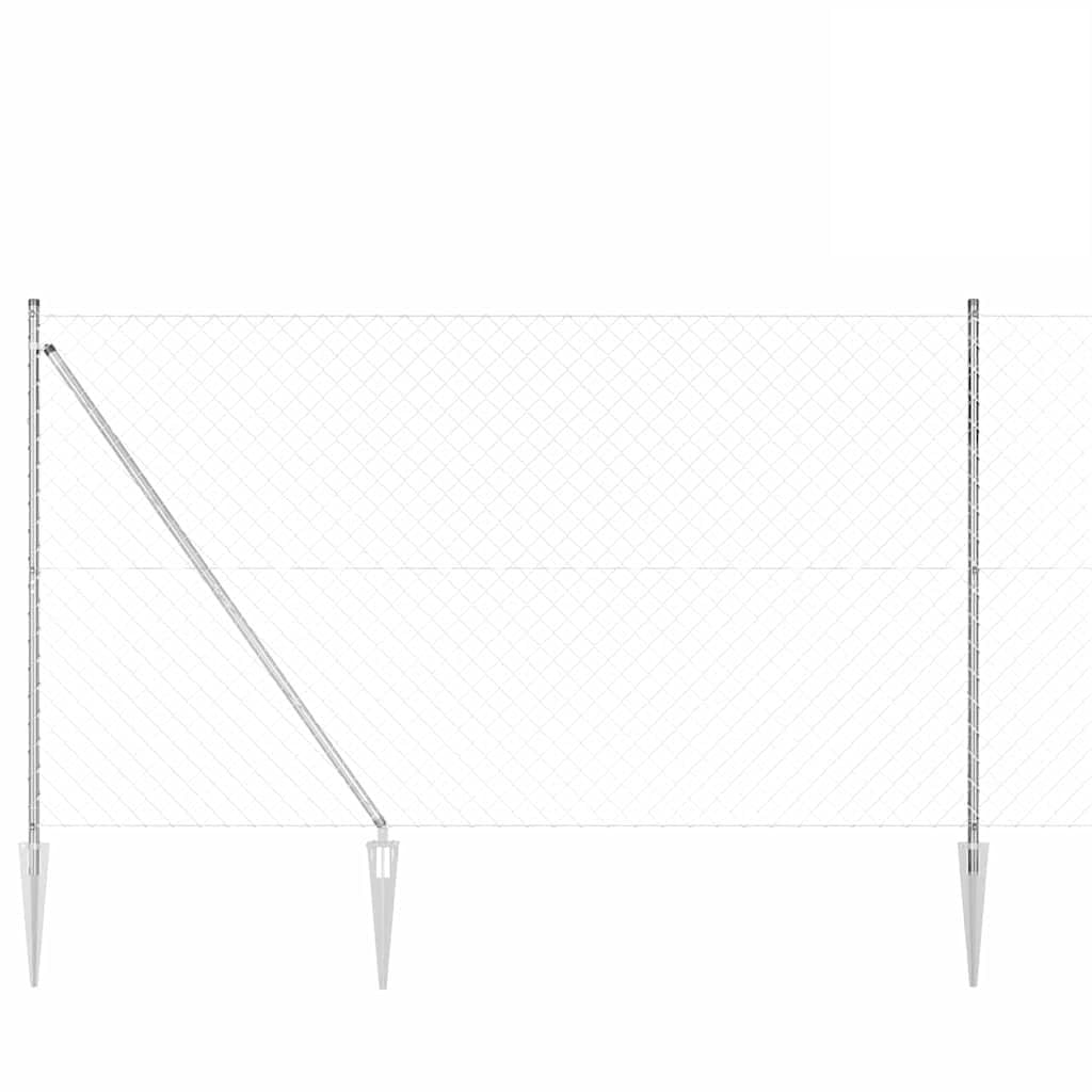 Fence Post Silver 10 x 1.6 m Steel Garden Boundary Kit 60 x 60 mm Mesh Outdoor Terrace Barrier Weather Resistant DIY Fencing Panel