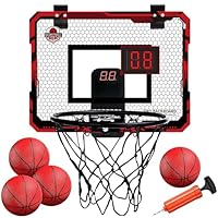 Basketballkorb Indoor für Kinder,Mini Basketballkorb Kinder,mit 4 Ball und 2 Netze u Anzeigetafel,über die Tür Basketballkorbs,Basketball-Spielzeug für 3 4 5 6 7 8 9 10 11 12 Jahre Alte Jungen Mädchen