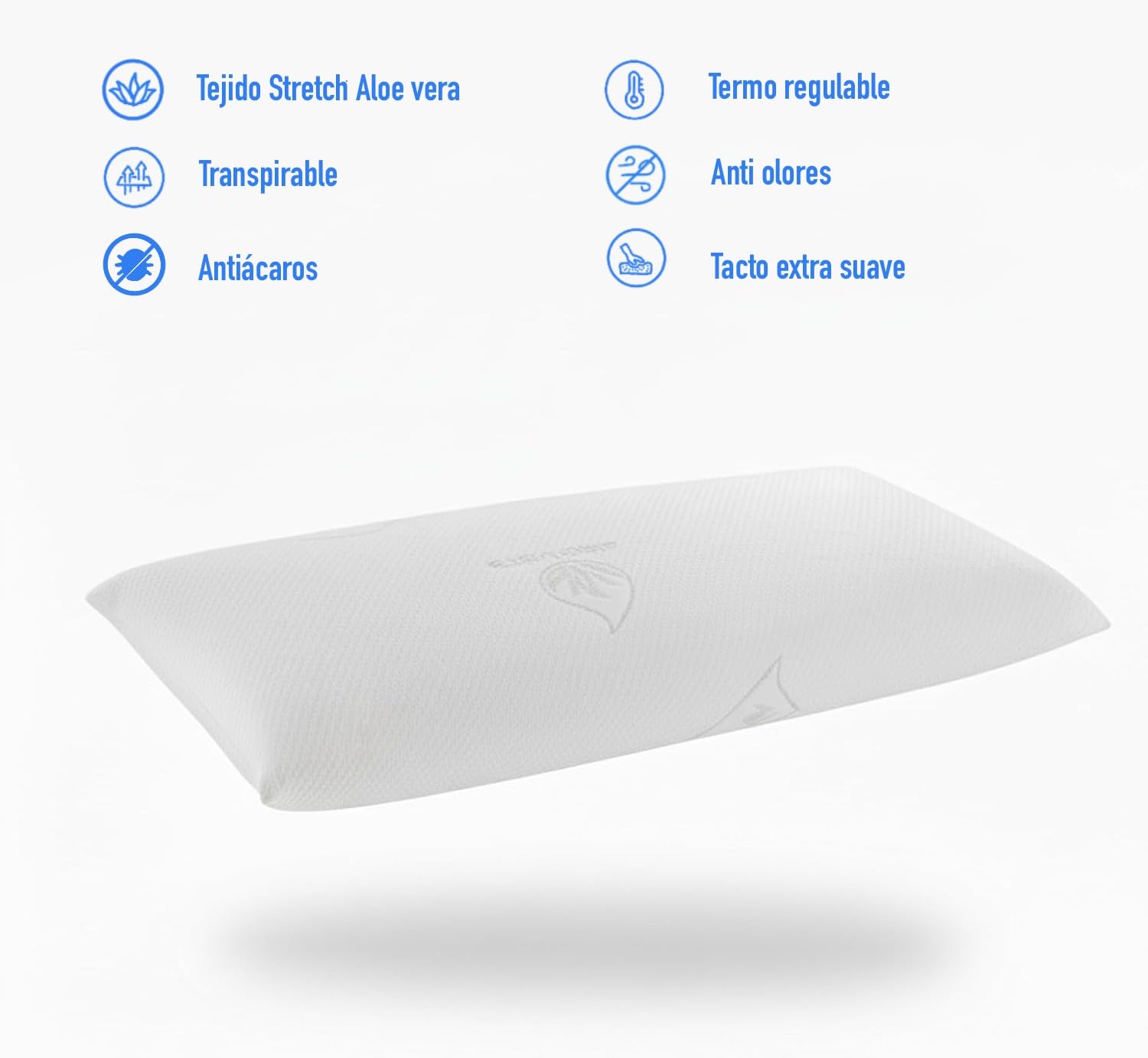 Almohada Viscoelástica con Núcleo Compacto Memory Foam, Firmeza Media, Tejido Aloe Vera, Ergonómica y Antiácaros, Desenfundable con Funda Lavable a 40 °C (Pack 2 70x40cm)