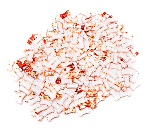 Bloody Bones Treat Toppers - 1 Lb. Resealable Stand Up Candy Bag - White Candy Bone Shaped Sprinkles w/ Red Splashes - Halloween Themed Sprinkles for Holiday Desserts and Snacks