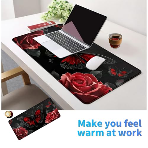 Mouse Pad de escritorio 80x30 cm diseño mariposa rojo miniatura 6