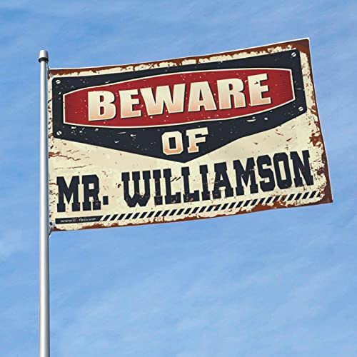 Drapeau de garage Méfiez-vous de M. Williamson pour masquer un mur abîmé