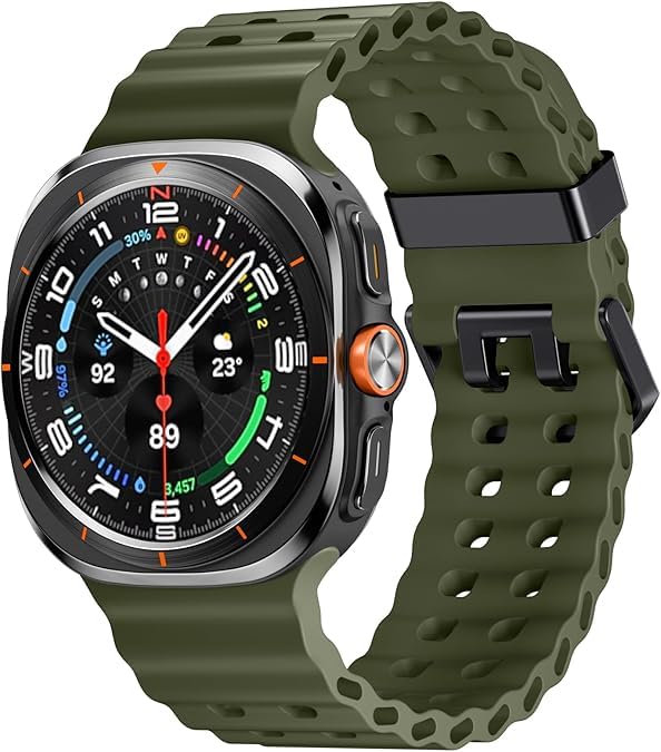 Image of CERLINK Ocean Silicone Sport Bands For Samsung Galaxy Watch Ultra 47MM Band, Adjustable Breathable Soft Waterproof Strap For Galaxy Watch 7 Ultra