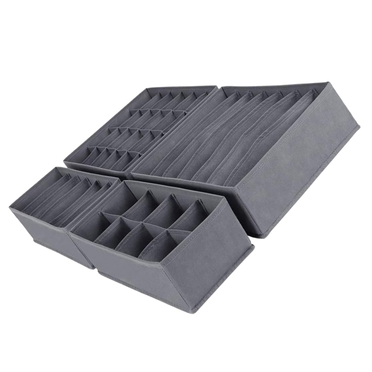 MUCKLILY 4pcs Foldable Underwear Drawer Organizers Space Saving Closet Dividers for Socks Panties Bras Fabric Storage for Neat Home Organization