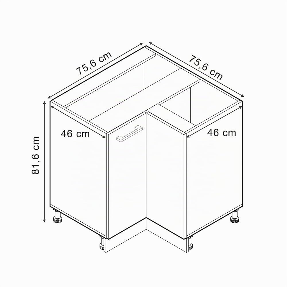 Vicco Mobile ad angolo cucina R-Line, Grigio-blu, 75.6 cm