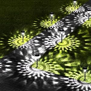 Ultra Bright Solar Lights Outdoor Waterproof 2 Pack, 100% Faster Charge Solar Lights for Outside with Vibrant Mandala Pattern, Solar Pathway Garden Lights Up to 12H Auto On/Off