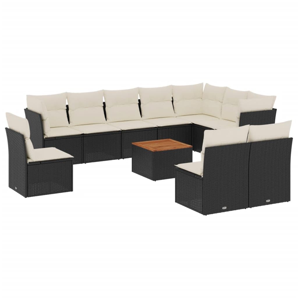 VRAXO 11 Piece Garden Sofa Set with Cushions Black Poly Rattan -84.6KG,3223697  : Amazon.com.au: Garden
