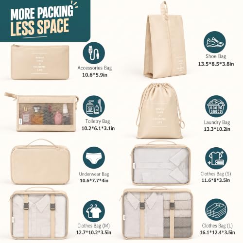 FLYNGO Store FLYNGO 8-Piece Nylon Packing Cubes Set - Image 2