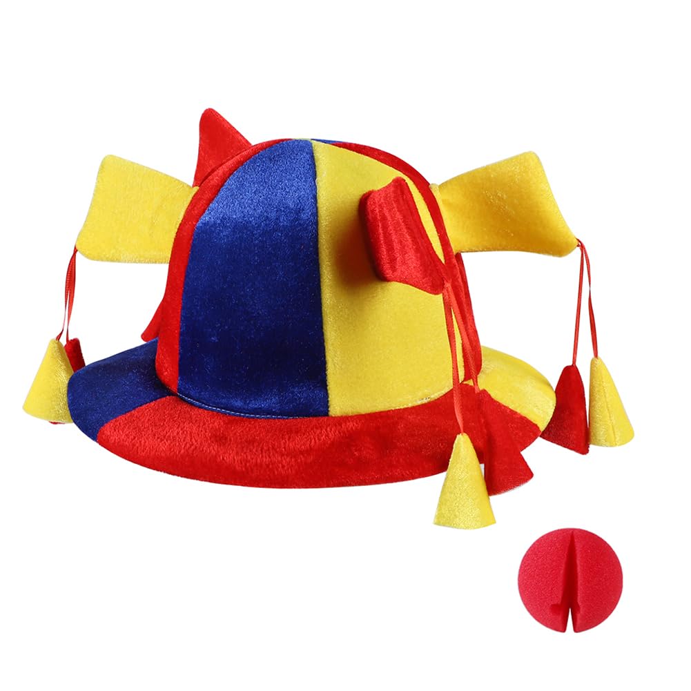 haozaikeji Funny Clown Costume Hat Multi-Coloured Jester Hat Halloween Fancy Dress Joker Hat Plush Party Props for Carnival Performance Cosplay Comedy Dress Up Hats - Image 4