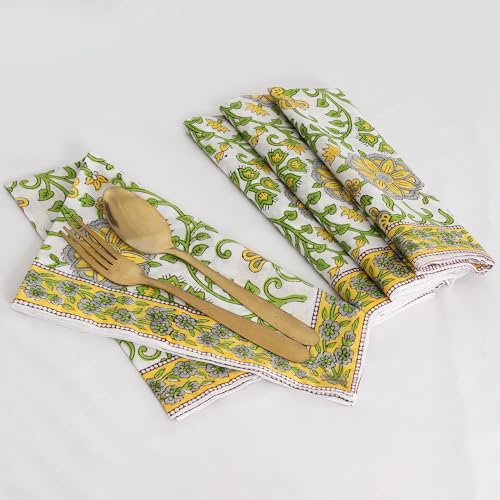 Servilletas de Tela de Algodón Impresas a Mano Set x4 miniatura 6
