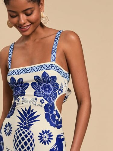 Image of Floerns Women's Tropical Bow Tie Back Long Dress Sleeveless Maxi Dress