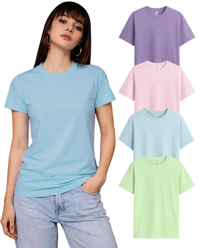 Image of SLEEPY NUTS Women's Plain Round Neck Regular Fit Half Sleeve Cotton T Shirt