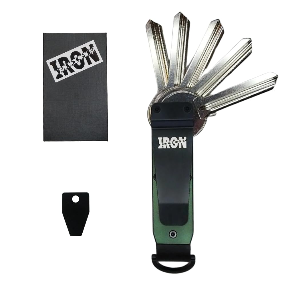 Iron EdgeKey Organiser - Portable Keychain, Minimalist Heavy Duty Keyring, Pocket Smart Key Holder with Gift Box and Tool