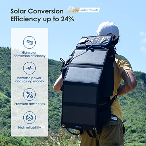 Solar Panels Charger With Digital Ammeter, Bigblue 28W Sunpower Camping Solar Panel, Dual Usb(5V/4A Overall), Ipx4 Waterproof, Compatible With Iphone 13/11/Xs/X/8/7, Ipad, Samsung Galaxy, Google Pixel #TOP1
