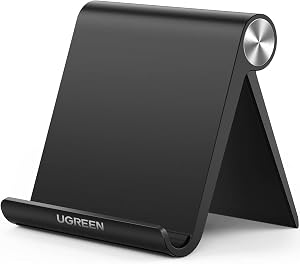 UGREEN Cell Phone Stand Holder for Desk Adjustable Compatible with iPhone 13 12 Pro Max 11 SE XS XR 8 Plus 6 7 Samsung Galaxy Note20 S20 S10 S9 S8 Cellphone Mobile Phone Holder Foldable Black