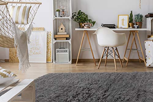rugsx Tapis Flokati en Laine de Grèce - Tapis Doux à Poils Longs pour Salon, Chambre et Enfant, Aussi comme Plaid ou Couvre-lit, Gris 300x400 cm