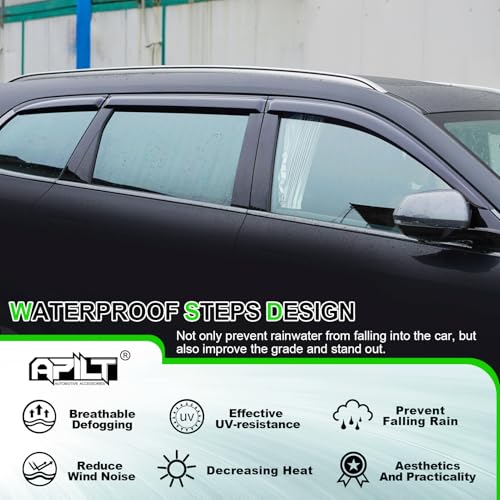 Image of Outside-Mount Window Visors Rain Guards for 2025 2026 Subaru Forester Full-Size Wind Vent Deflectors Car Accessories Dark Smoke 6-Piece Set with Thicker