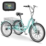 NAIZEA Electric Tricycle Adult Electric Bicycles, 350W 36V Electric Trike, 24" 3 Wheel Electric Bike
