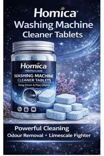 Image of Washing Machine Cleaner Tablets (16 Tablets) | Drum & Pipe Deep Cleaner | Lavender Scent | Removes Odour, Limescale & Residue | For Front Load & Top Load Fully Automatic Washing Machines