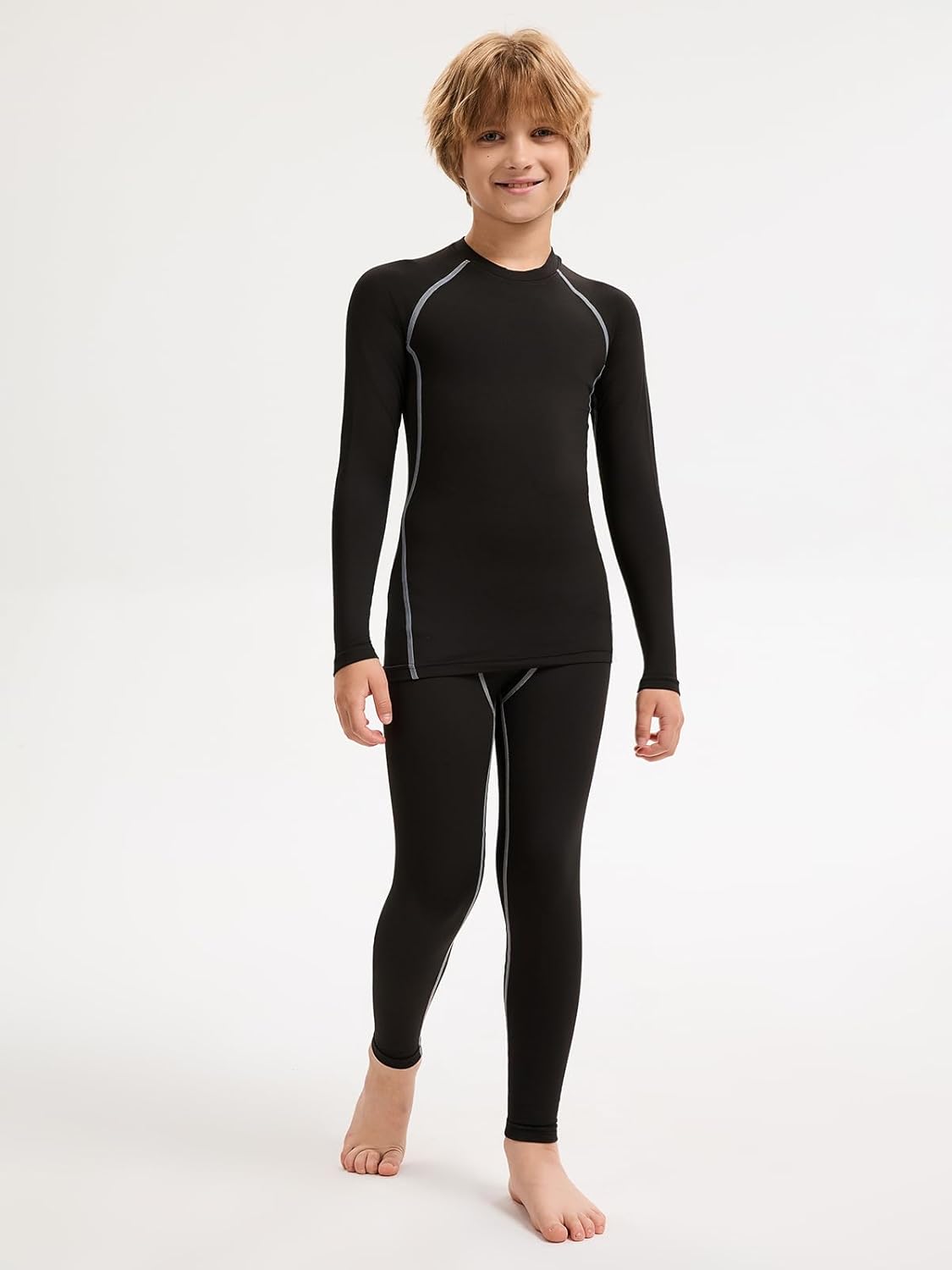 2 Packs Boys Thermal Underwear Set Boys Compression Set Athletic Kids Thermals Top and Bottom Baselayer Sets - Image 2
