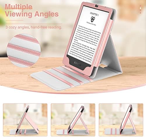 MoKo Case Fits 6" All New Kindle 11th Generation 2022/10th Generation 2019, Premium Vertical Flip Cover with Auto Wake/Sleep Function - Rose Gold