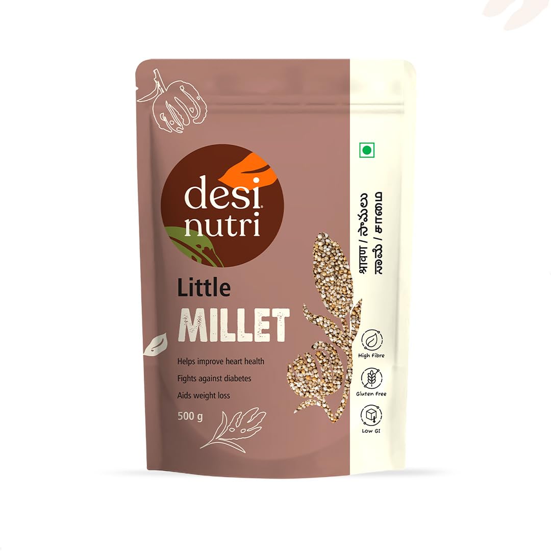 Desi Nutri Little Millet Grains | Millets | Natural Grains | Sama | Saame | Kutki | Little Millet - 500 gms | Rich in Fiber and Protein, Pack of 1 | Sri Anna | Sree Anna