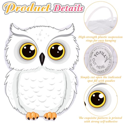 Aoriher Owl Piñata with Stick Blindfold Confetti 3D White Snowy Owl Piñatas Set for Woodland Forest Wizard Animal Party Shower Game Birthday Party Decorations Supplies