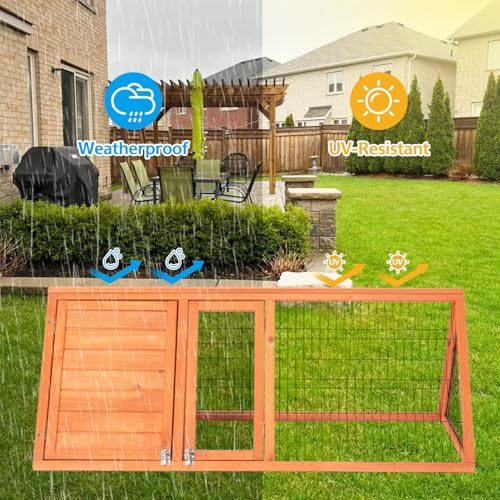 Chicken Coop for 2 Chickens Small Rabbit Hutch Quail Coop Wooden Bunny Cages Outdoor Chicken Comes with Tray (Wood) (Brown)