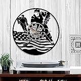 AMACLASS Wanduhr Vinyl Schallplatte Eishockey Kreative Handarbeit Kunst Wanduhr Vintage Wohnkultur Zimmer Kinder Dekorationen Uhr Geschenk