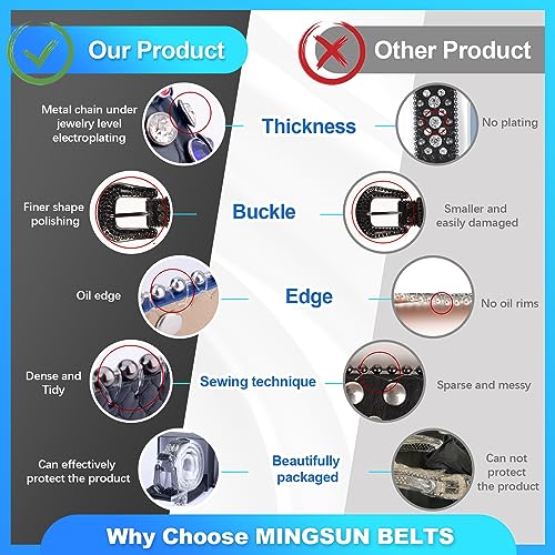 Rhinestones Belt for Men Women, Skulls Belts Western Leather Sparkle Shining Diamond Studded Belts3