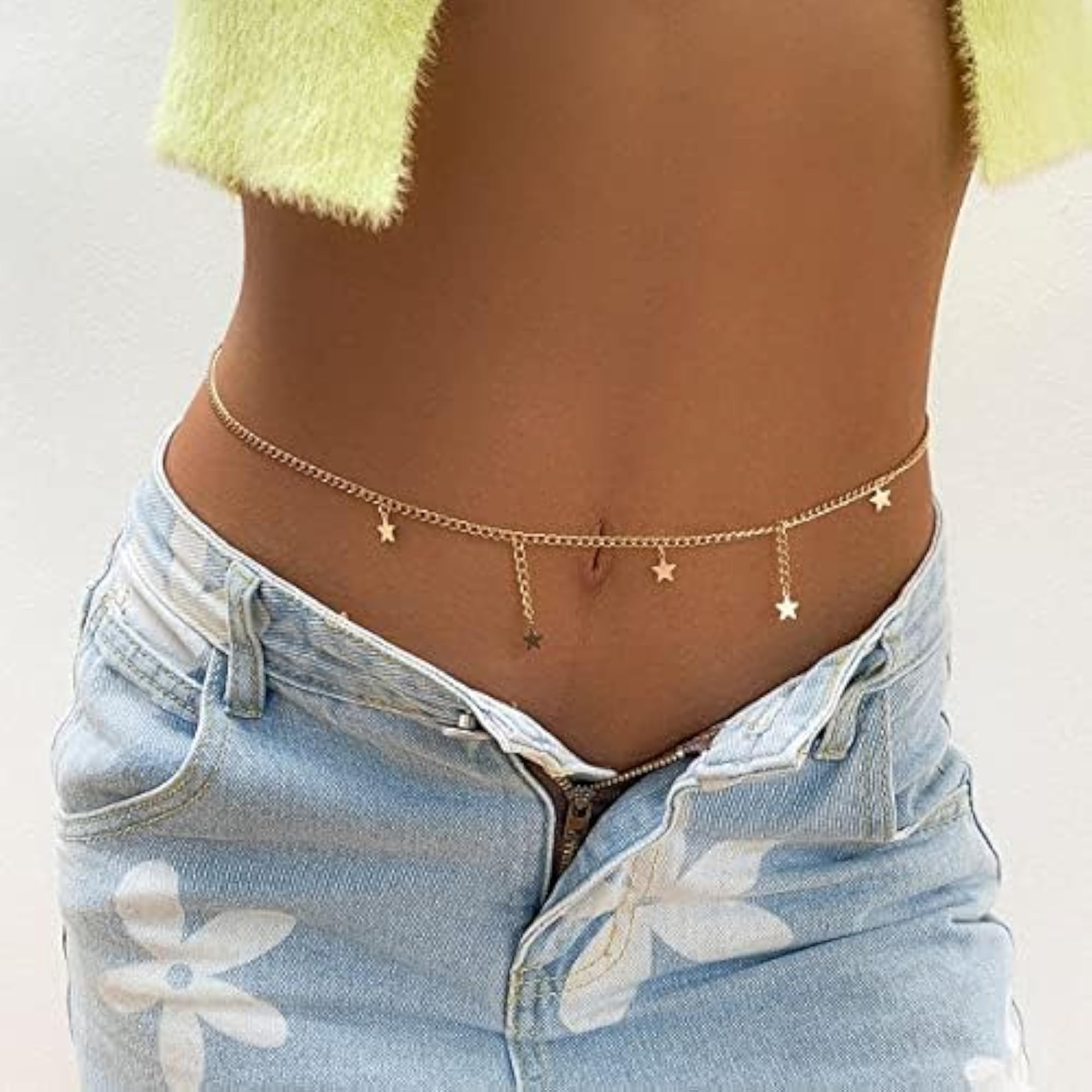 Women's Lightweight Multi Layer Body Chain, Gold Fashion Jewelry