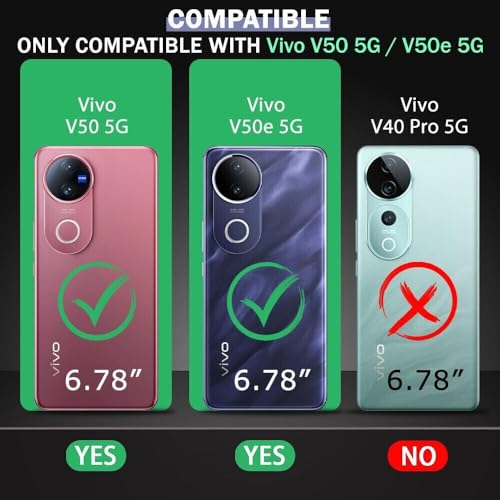 Image of for Vivo V50E 5G Flip Cover Leather Finish | Inside TPU with Card Pockets | Wallet Stand | Complete Protection Flip Case