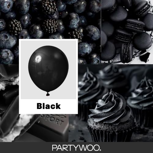 Image of PartyWoo Black Balloons 101 pcs 12 Inch Latex Helium Matte Black Balloons for Baby Shower Birthday Graduation Casino Gaming Anniversary Retirement Pirate Race Car Theme Party Decorations Black-Y18