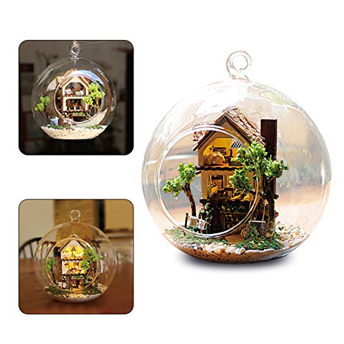 DIY Puppenhaus Holz Glas niedlich Puppenhaus Miniatur DIY Kit Perfekt DIY Geschenk Home Office Dekoration – Bild 7