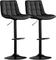 Banqueta Alta Giratória para Cozinha em Couro Sintético Duoffice Kitana DU77 (2, Preto)