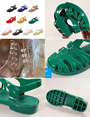 Women's Crystal Jelly Low Heel Sandals,Summer New Closed Toe Slingback Ankle Strap Sheer Soft Fisherman Beach Shoes2