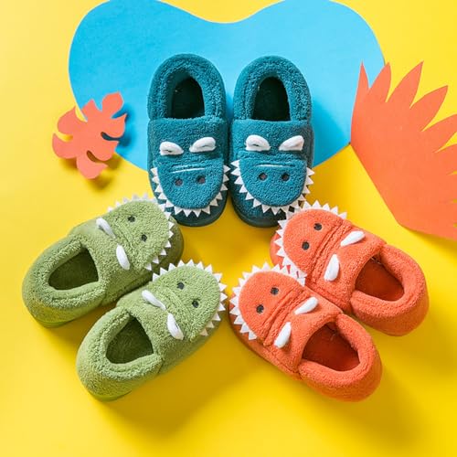 Owif Toddler Slippers Boys Girls Kids House Slippers Dinosaur Bunny Slippers Non-Slip Warm Winter Slippers Soft Fuzzy Slippers Indoor House Shoes,Dino Green,7-8 Toddler thumb #5
