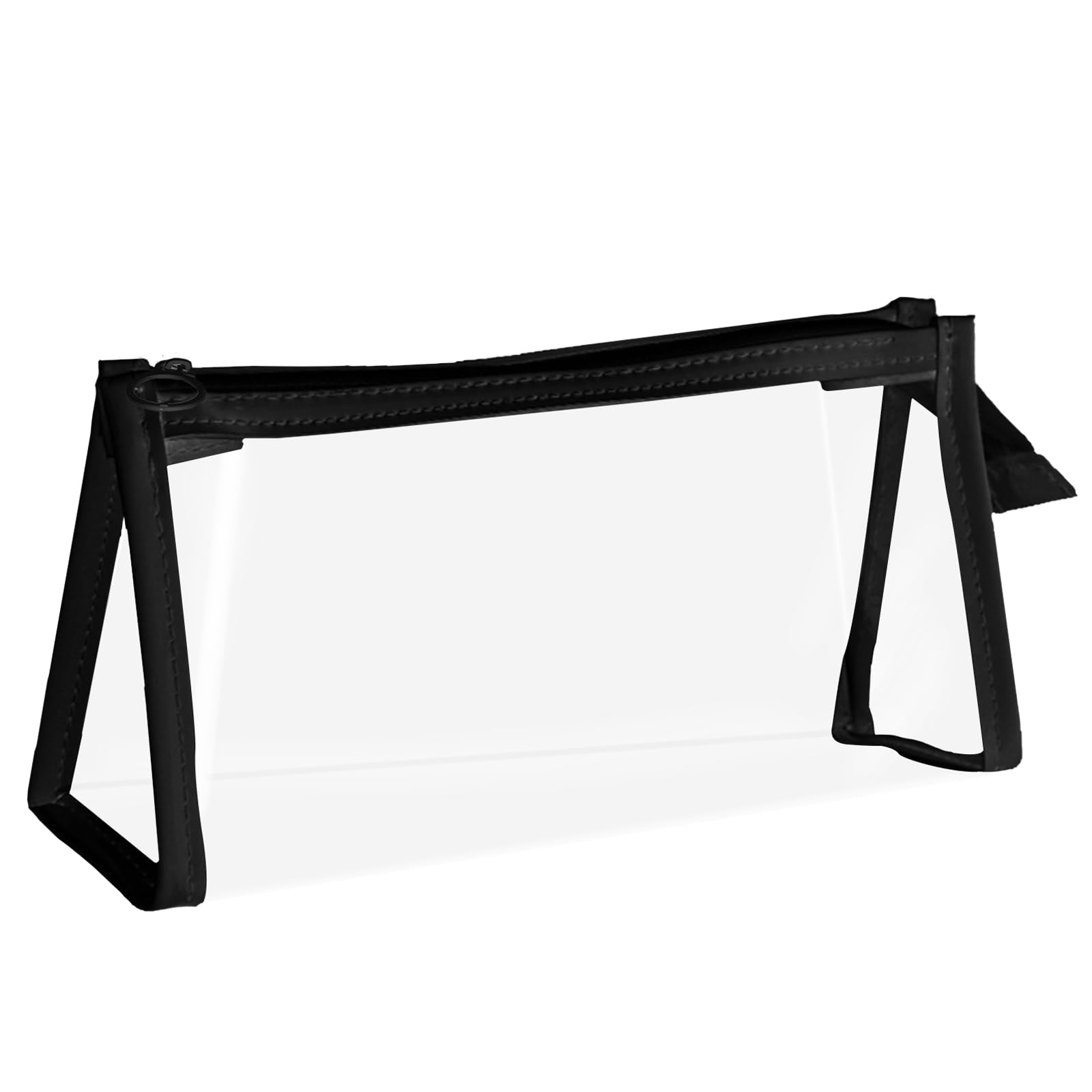 LABUYI 1 Pieza Estuche,Estuche Escolar,Estuche Transparente,Estuches Pequeños,Bolsa de Lápices PVC con Cremallera,Impermeable,para Papelería,Cosmética,Objetos Pequeños (Negro)