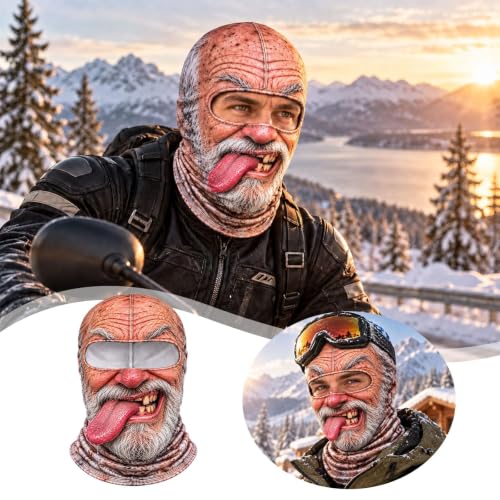 Christmas Masks for Adults 3D Realistic Funny Face Balaclava Old Man Mask - image 6