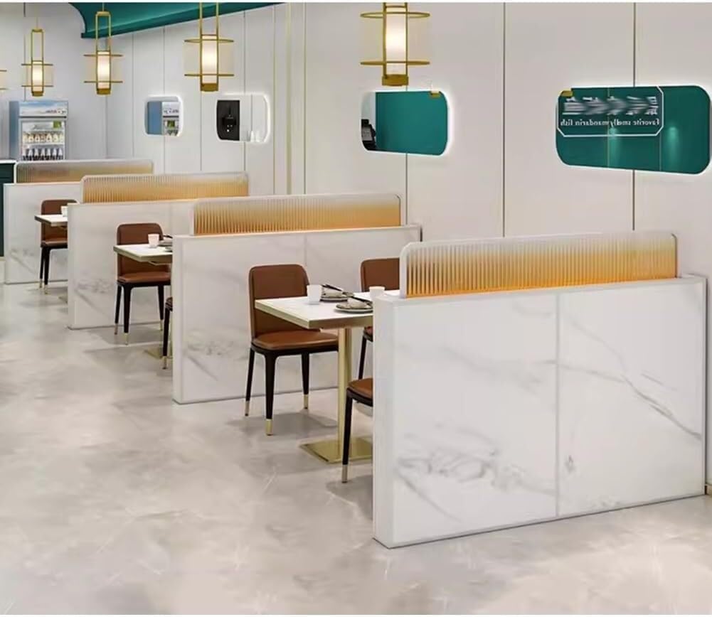ZYCHSJXA Dividers For Dining Areas, Countertop Screen Partition Gradient Striped Glass Restaurant Decorative Partitions Partitions(White,80x30cm)