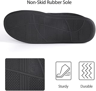 TIESTRA Heren Pantoffels Warm Vilt Slippers Brede Fit Winter Gezellige Bont Huisschoenen Antislip voor Binnen & Outdoor, Zwart, 39.5 EU