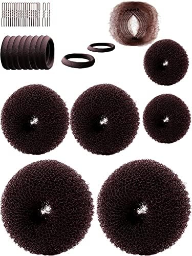 Hair Bun Maker，Hair Doughnut Shaper（ 2 Small,2 Medium,2 Large ）Hair Doughnut Sock Bun For Girl (Brown)