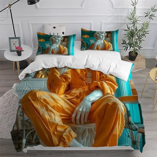 Housse de couette King en microfibre imprimé 3D avec 2 taies d'oreiller - 6