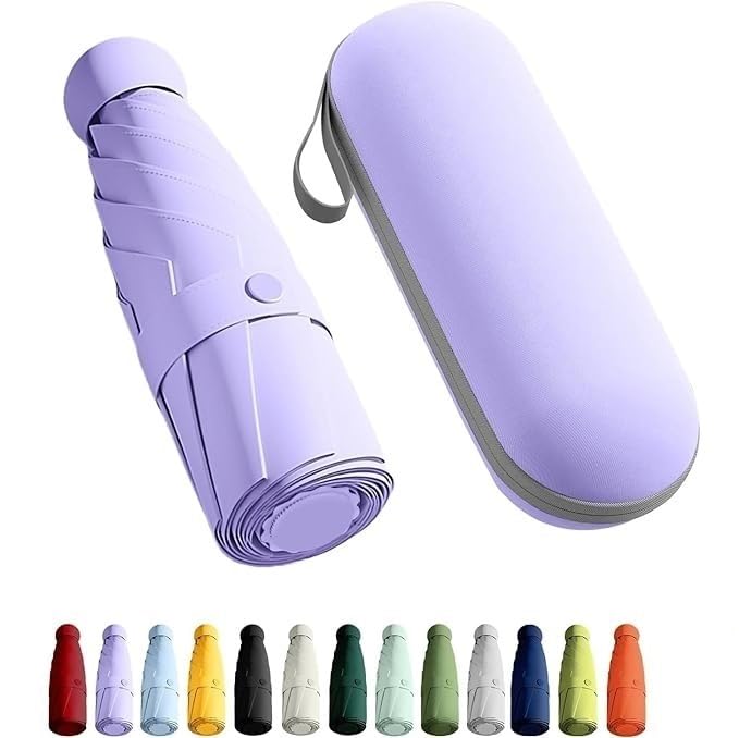 Mini Umbrella with Case for Men & Women (Manual Open) Compact Travelling Umbrella, Polyester & UV Protection Fabric for Summer/Anti-Slip Handle- Use in Rain & Summer- 6 Frame klmpd-image-38