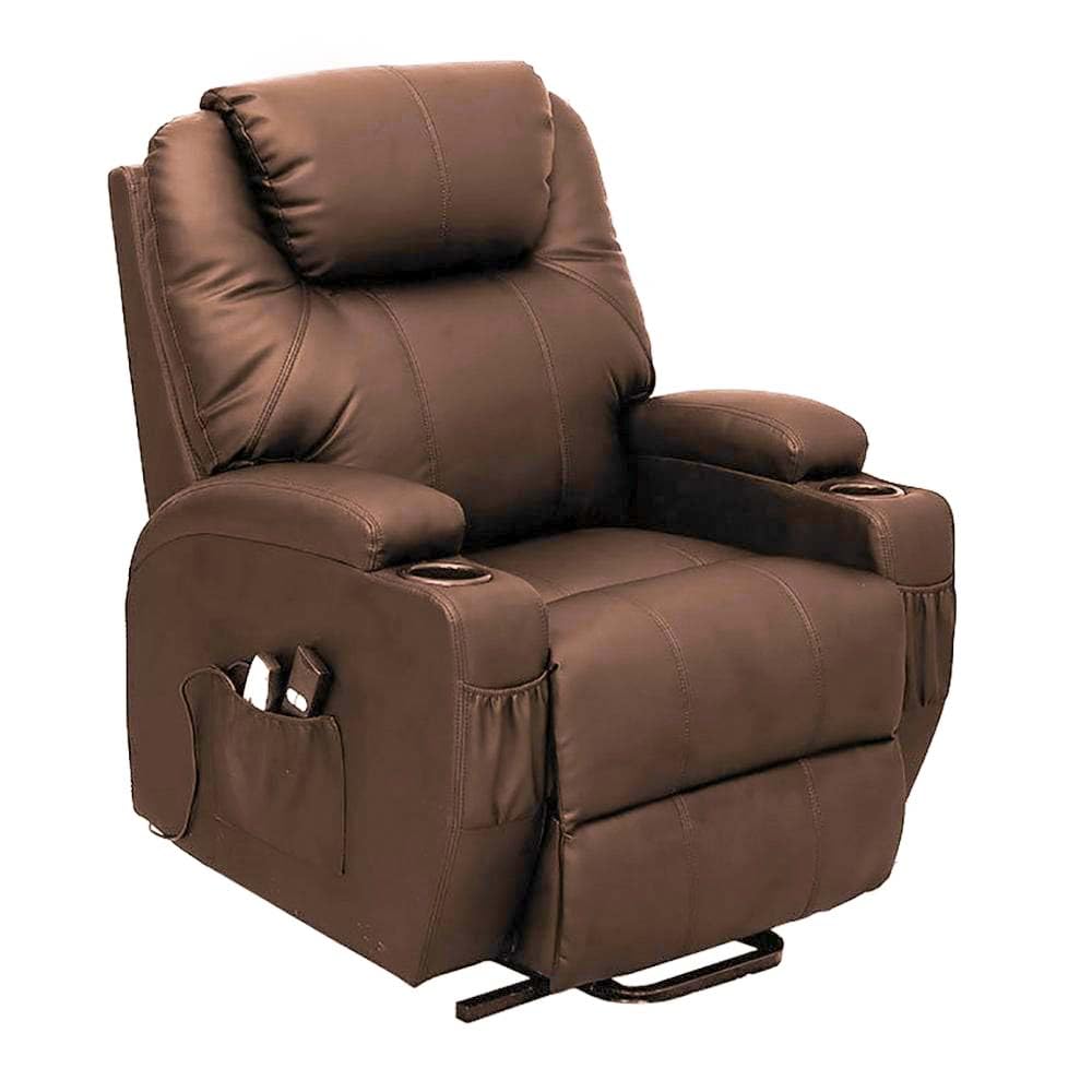 Dream Plus Bonded PU Leather Electric Rise and Recline Mobility Recliner Arm Chair (Brown) (23st/150KG Max User Weight) 48HR DELIVERY