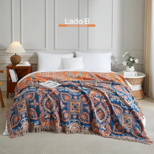 Manta reversible de algodón de 200 x 230 cm cobertor para sofá XL 4