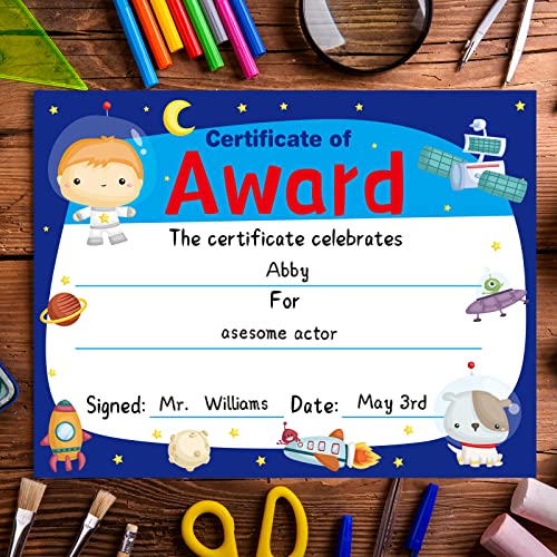 Fancy Land Certificate of Award Certificates 30 Pcs End of Year Graduation Student of Award Certificates with Stickers Classroom Students Supplies 8.5 X 11